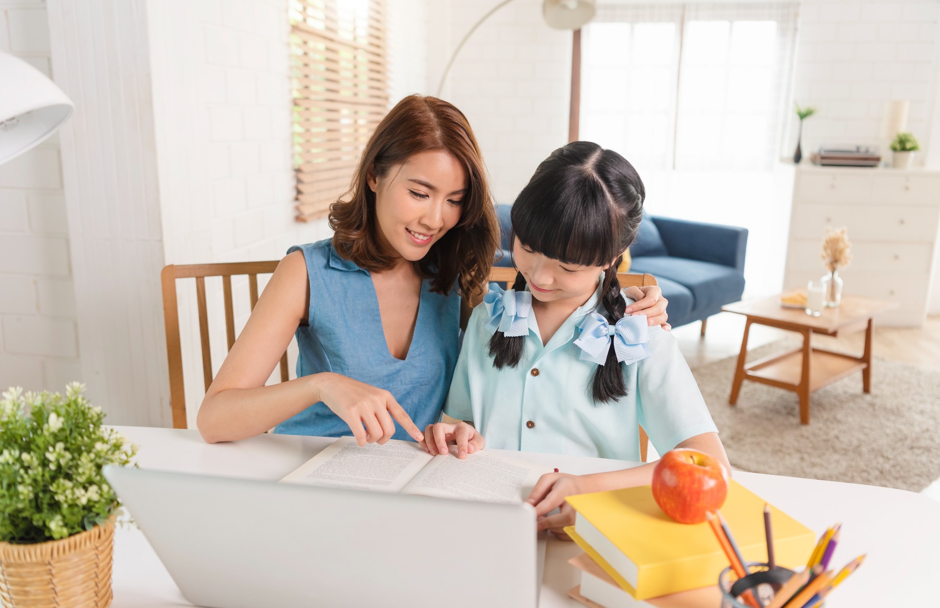 homeschool-asian-little-young-girl-student-learning-sitting-table-working-with-his-mother-home